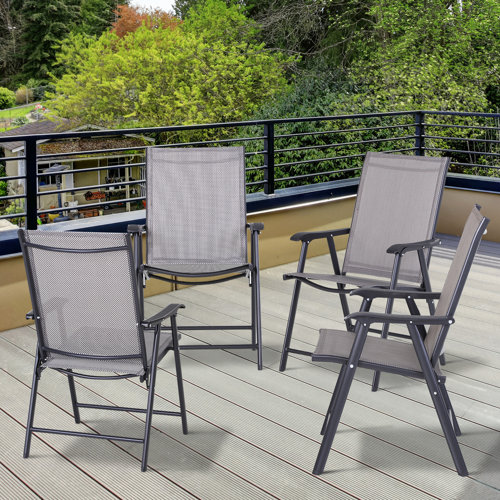 Outsunny Fabric Patio Folding Chair Set of 4 & Reviews Wayfair